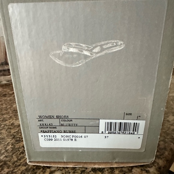 Authentic Prada Saffiano Rubber Flip Flop Thong Metal Logo (with box). Worn 1x - Picture 9 of 14